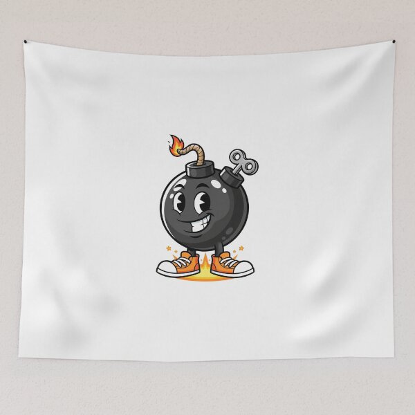 Item preview, Happy Bomb Buddy: Cute Wind-Up Cartoon Bomb with Sneakers & Lit Fuse designed and sold by Scorpio Art.