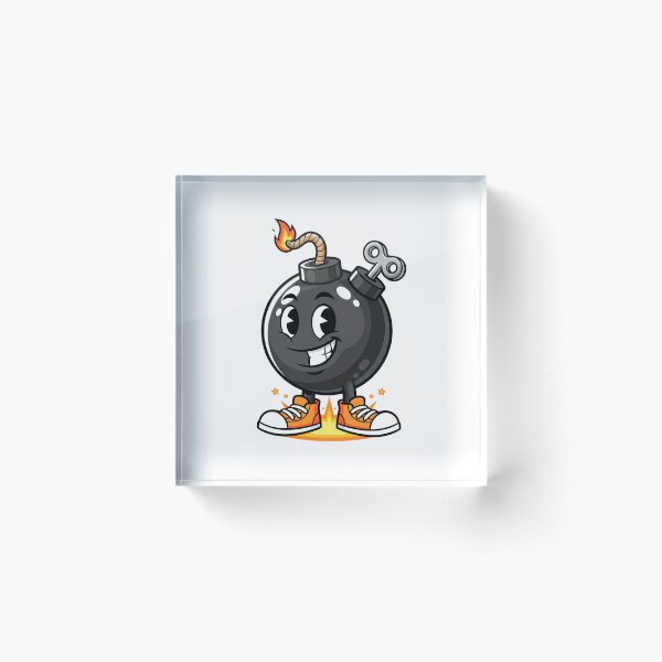 Item preview, Happy Bomb Buddy: Cute Wind-Up Cartoon Bomb with Sneakers & Lit Fuse designed and sold by Scorpio Art.