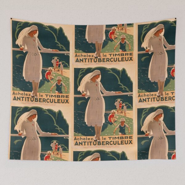 Item preview, Vintage TB Stamp Poster | Art Deco Nurse & Children | Health Campaign | Tuberculosis Awareness | Public Health Fundraiser designed and sold by artofuniverse.