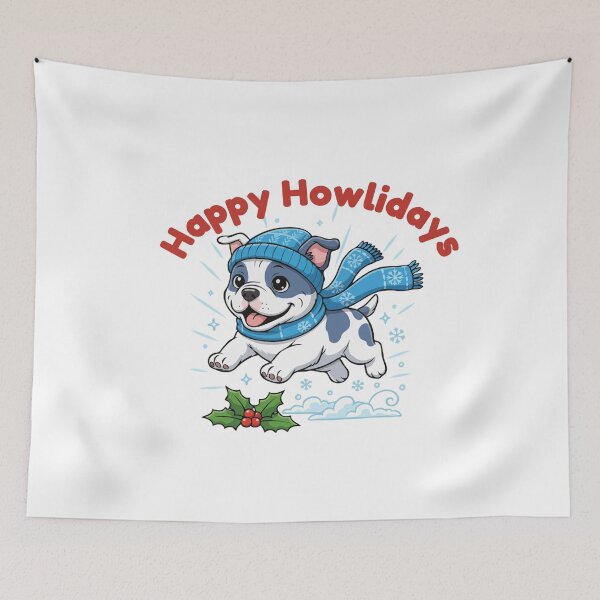 Item preview, Happy Howlidays Alapaha Blue Blood Bulldog – Cute Christmas Dog in Winter Scarf designed and sold by The Real Life Symphony.