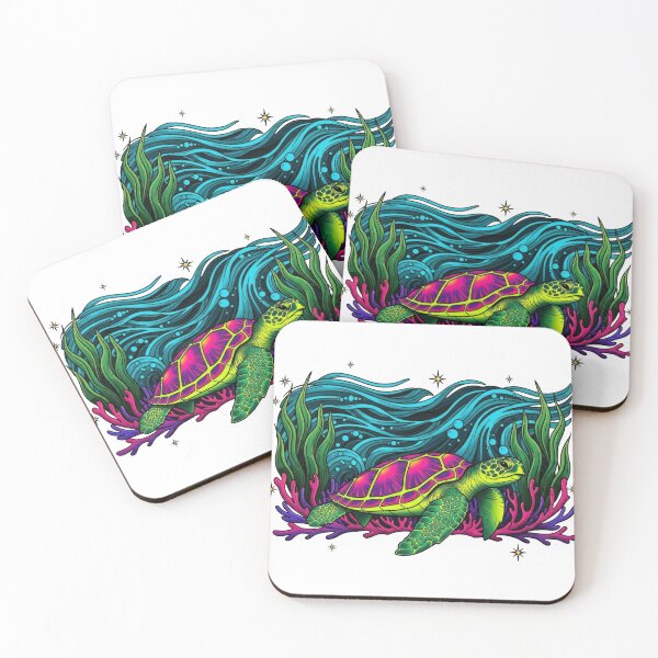 Item preview, Neon Reef Sea Turtle Underwater Paradise Scene designed and sold by zoughlal.