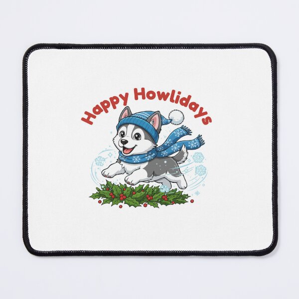 Item preview, Happy Howlidays Alaskan Husky – Cute Christmas Dog in Winter Scarf designed and sold by The Real Life Symphony.