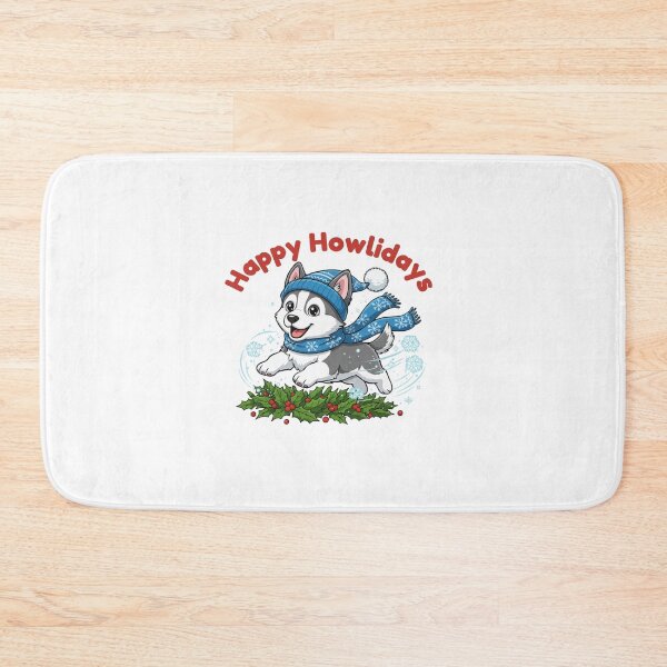 Item preview, Happy Howlidays Alaskan Husky – Cute Christmas Dog in Winter Scarf designed and sold by The Real Life Symphony.