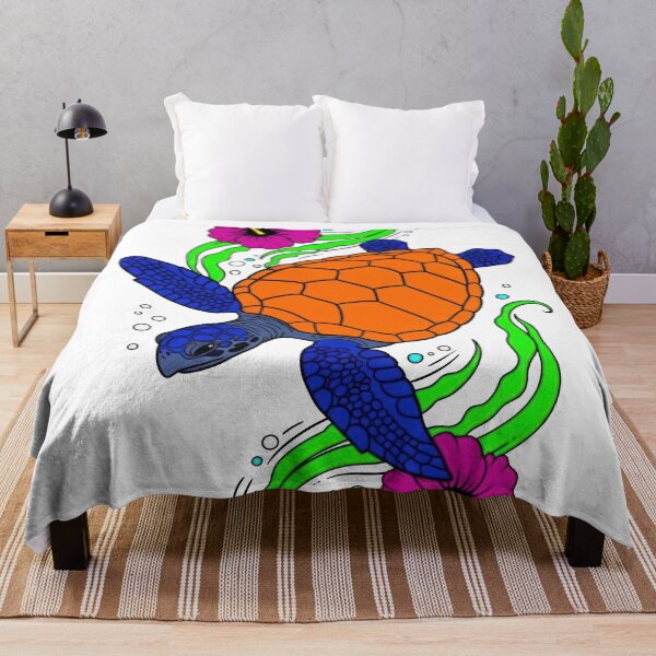 Item preview, Vibrant Ocean Turtle Pink Hibiscus Floral Art designed and sold by zoughlal.
