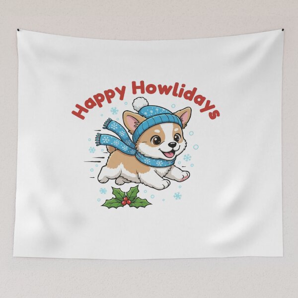 Item preview, Happy Howlidays Alopekis – Cute Christmas Dog in Winter Scarf designed and sold by The Real Life Symphony.