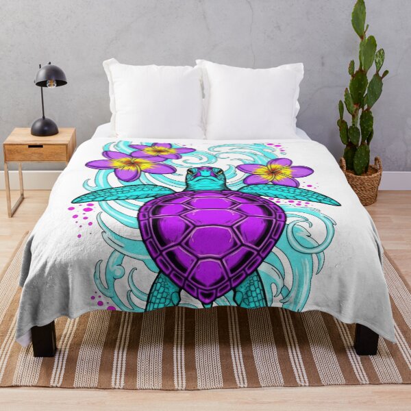 Item preview, Oceanic Dream Sea Turtle Plumeria Waves Art designed and sold by zoughlal.