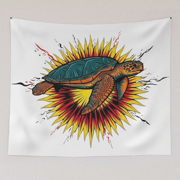 Item preview, Solar Flare Sea Turtle Radiant Ocean Burst Art designed and sold by zoughlal.