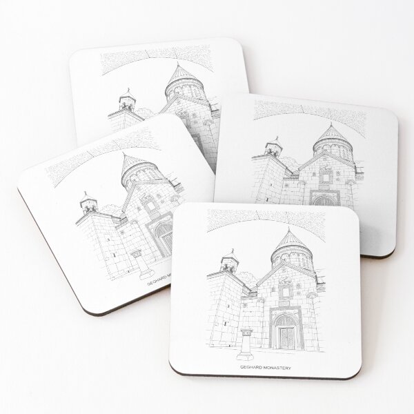 Item preview, Geghard Monastery Armenia Line Art – Historic Armenian Architecture Illustration designed and sold by NareArt.