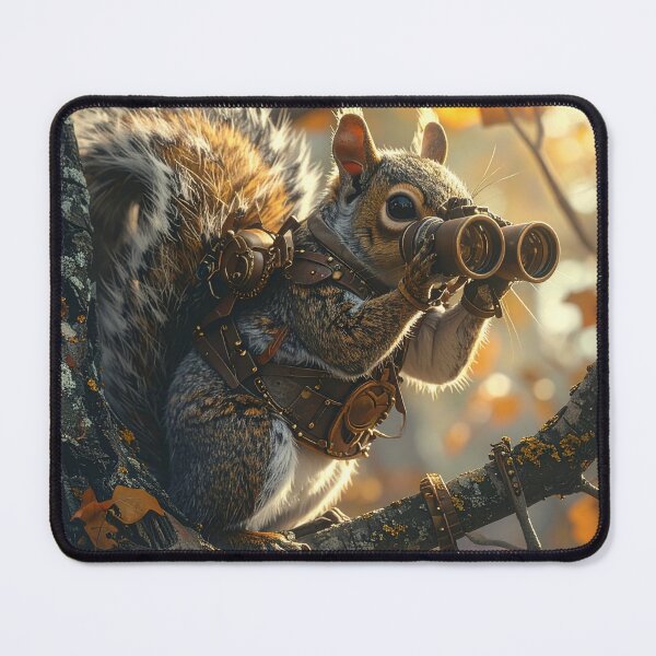 Item preview, Steampunk squirrel with binoculars In tree designed and sold by Boxing Kangaroo Retail Company.