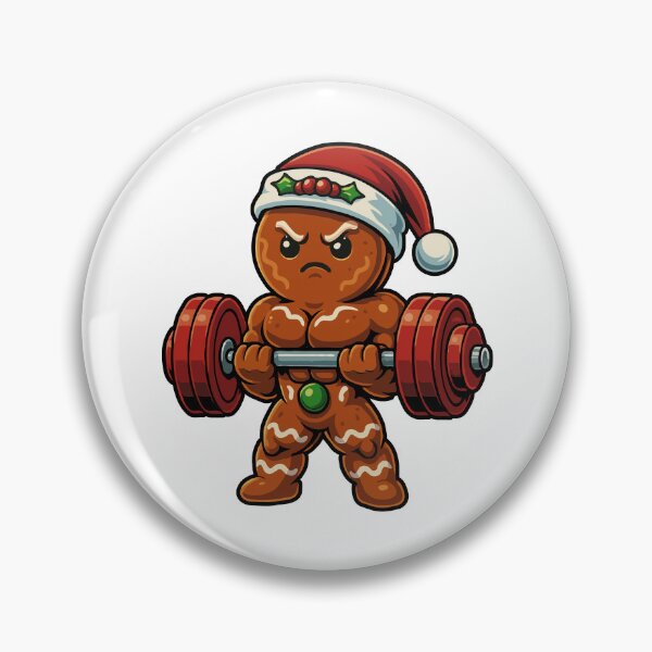 Item preview, Buff Gingerbread Man Christmas Gym Design | Funny Muscular Cookie Lifting Weights | Festive Bodybuilder Santa Fitness Art Gift designed and sold by BrainBubbleArt.