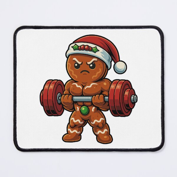 Item preview, Buff Gingerbread Man Christmas Gym Design | Funny Muscular Cookie Lifting Weights | Festive Bodybuilder Santa Fitness Art Gift designed and sold by BrainBubbleArt.