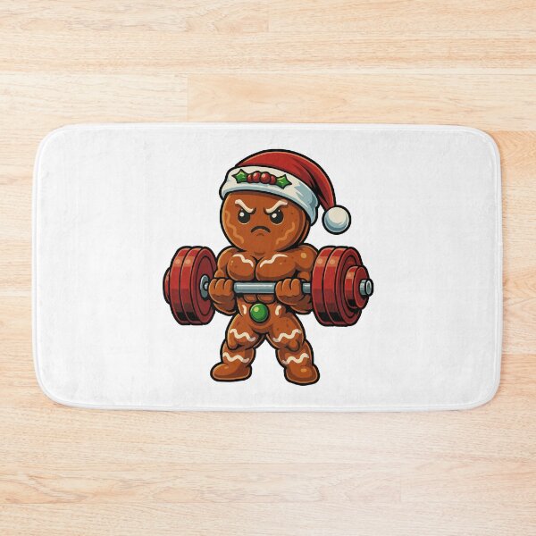 Item preview, Buff Gingerbread Man Christmas Gym Design | Funny Muscular Cookie Lifting Weights | Festive Bodybuilder Santa Fitness Art Gift designed and sold by BrainBubbleArt.