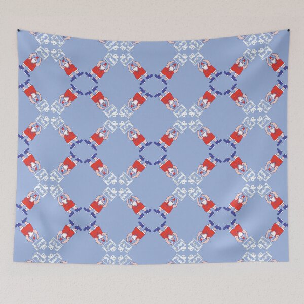Item preview, HEALTHY SANTA carrying GIFT, light blue background designed and sold by WONDERPRINTVALLEY.