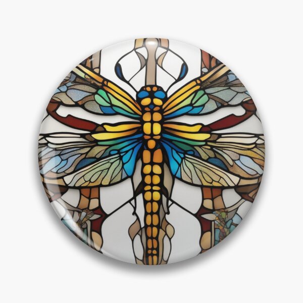 Item preview, Stained Glass Dragonfly Art – Colorful Mosaic Design in Blues, Purples & Golds designed and sold by Jeff's Good Mojo Dojo.