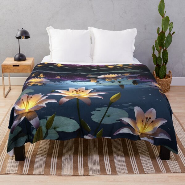 Item preview, Moonlit Lilies: Floating Lights on a Midnight Lake designed and sold by PawPrintedArt.