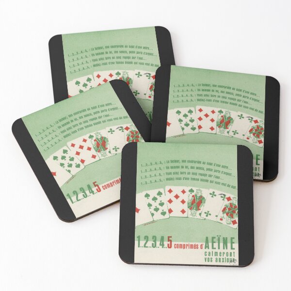 Item preview, Vintage French Advertisement Poster | Mid-20th Century Art | Green & Red Playing Cards Design | Anxiety Relief Decor designed and sold by artofuniverse.