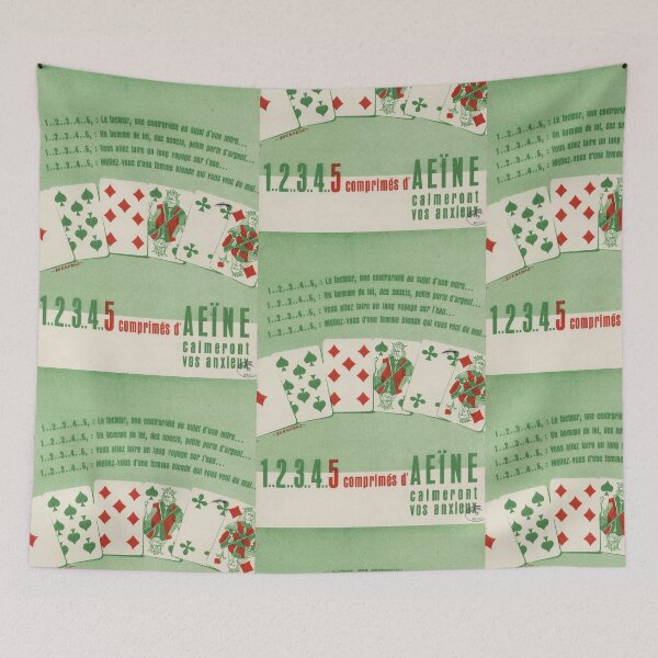 Item preview, Vintage French Advertisement Poster | Mid-20th Century Art | Green & Red Playing Cards Design | Anxiety Relief Decor designed and sold by artofuniverse.