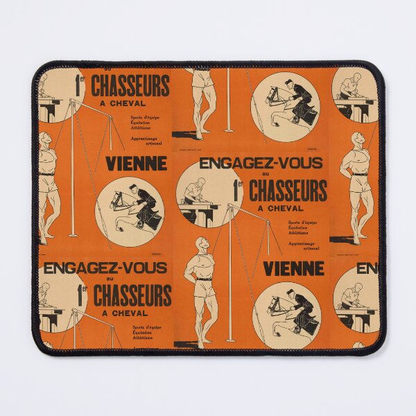 Item preview, Vintage French Recruitment Poster | 1st Horse Hunters Cavalry Art | Bold Orange & Black Design | Art Deco Style Print designed and sold by artofuniverse.