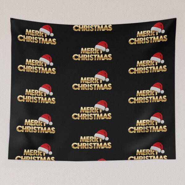 Item preview, Golden 3D “Merry Christmas” Text with Santa Hat – Festive Holiday Glow Design designed and sold by PixelVibe782.