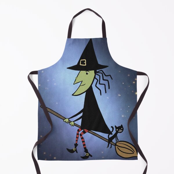 Item preview, Halloween Witch on her broomstick hand drawn art illustration designed and sold by Vintage Designs +.