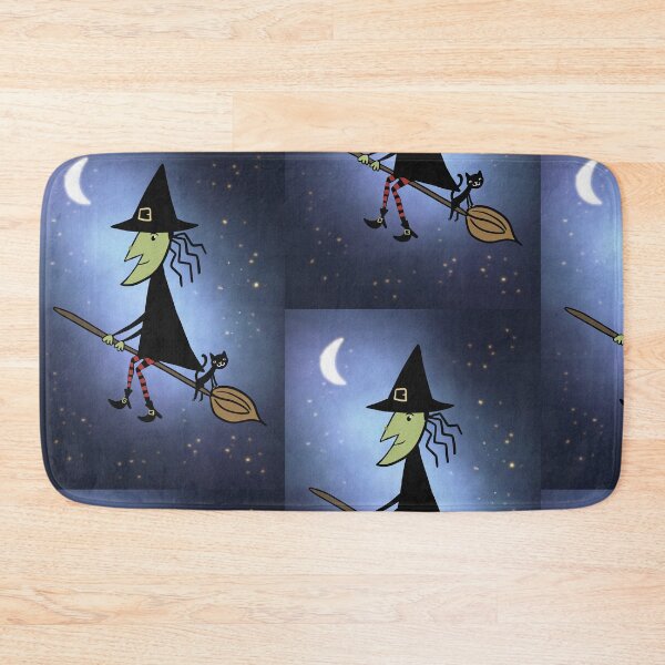 Item preview, Halloween Witch on her broomstick hand drawn art illustration designed and sold by Vintage Designs +.