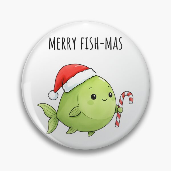 Item preview, Cute “Merry Fish-Mas” Christmas Fish with Santa Hat and Candy Cane designed and sold by Snifferius.