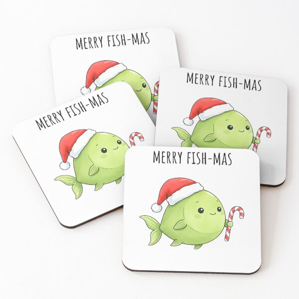 Item preview, Cute “Merry Fish-Mas” Christmas Fish with Santa Hat and Candy Cane designed and sold by Snifferius.