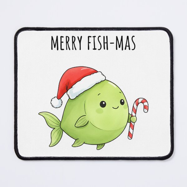 Item preview, Cute “Merry Fish-Mas” Christmas Fish with Santa Hat and Candy Cane designed and sold by Snifferius.