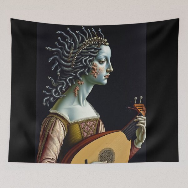 Item preview, Lute Laura the Lady deep one a Creepy Lovecraftian citizen of Innsmouth portrait art designed and sold by Vintage Designs +.