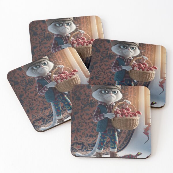 Item preview, Grumpy cat mushroom picking. designed and sold by MyHappyArtShop.