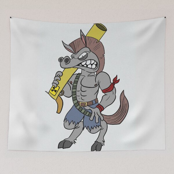 Item preview, Angry war horse carrying a nuke cartoon designed and sold by Vintage Designs +.