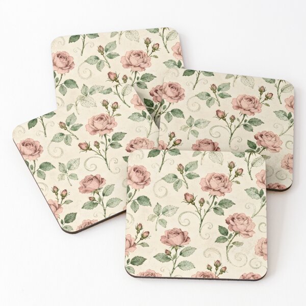 Item preview, Handdrawn Rose style, rose pattern, pink and green hues flowers designed and sold by Cosmopolis.