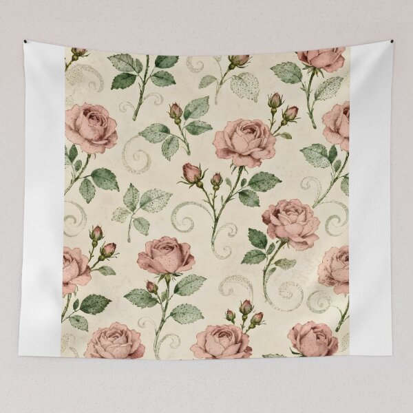 Item preview, Handdrawn Rose style, rose pattern, pink and green hues flowers designed and sold by Cosmopolis.