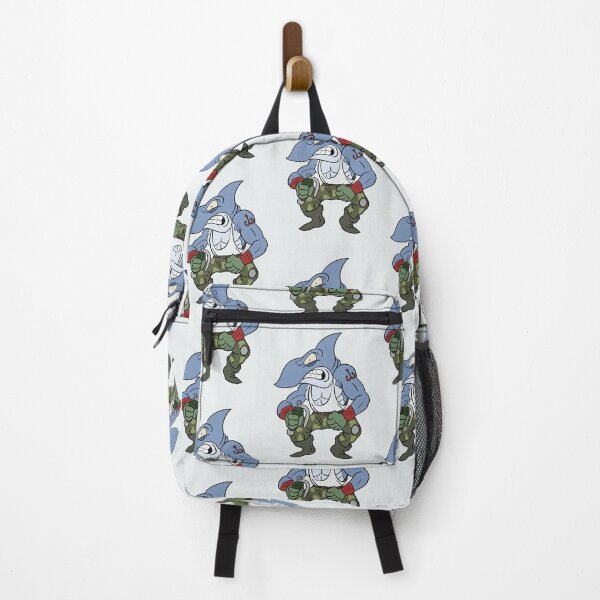 Item preview, War Shark angry military fish boy illustration cartoon designed and sold by Vintage Designs +.