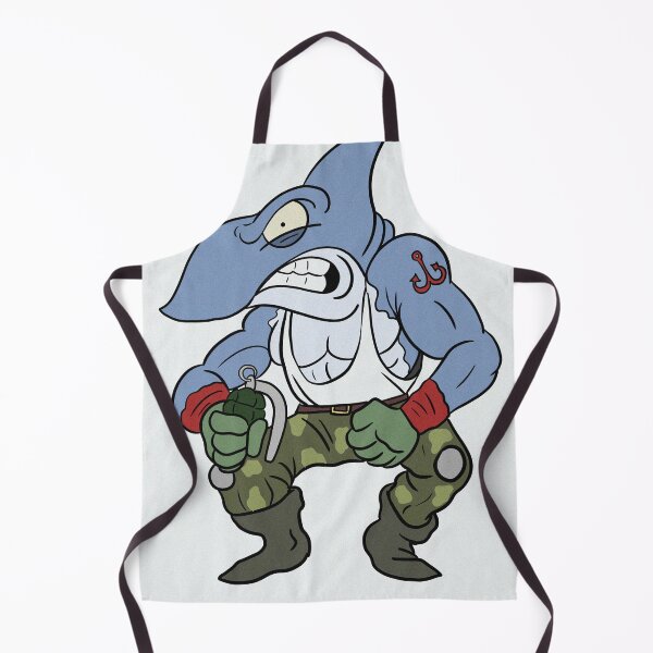 Item preview, War Shark angry military fish boy illustration cartoon designed and sold by Vintage Designs +.