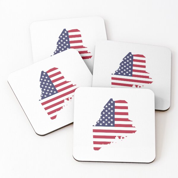 Item preview, Maine USA Flag Silhouette – Stars and Stripes State Outline designed and sold by Paper Drip.