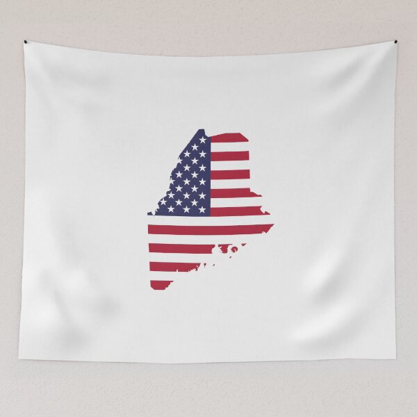 Item preview, Maine USA Flag Silhouette – Stars and Stripes State Outline designed and sold by Paper Drip.