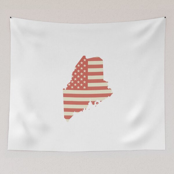 Item preview, Maine USA Flag Silhouette – Stars and Stripes State Outline designed and sold by Paper Drip.