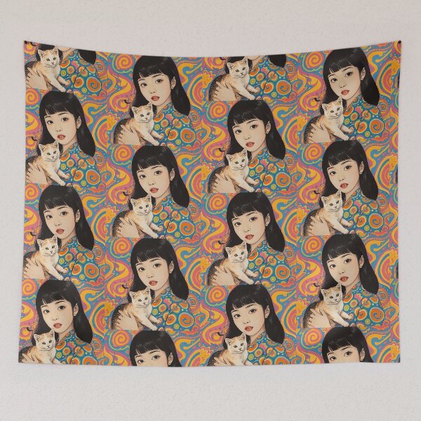 Item preview, Retro Japan Cute Girl Cat designed and sold by Vintage City.