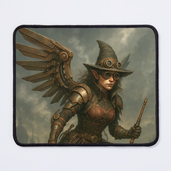 Item preview, Steampunk Harpy in Foggy Cityscape designed and sold by WhiteWolfe0127.