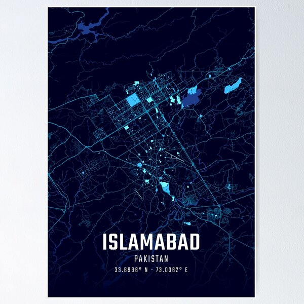 Item preview, Islamabad Midnight City Map designed and sold by HomeLivingCo.