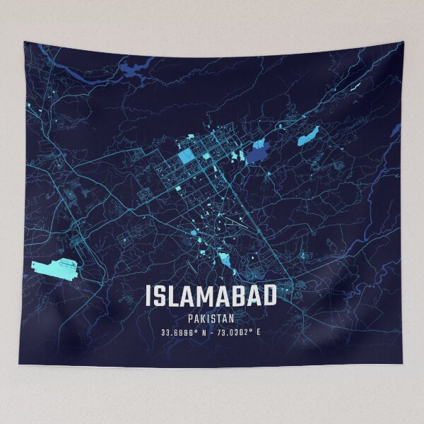Item preview, Islamabad Midnight City Map designed and sold by HomeLivingCo.