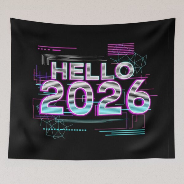 Item preview, Hello 2026 Y2K Tech Aesthetic T-Shirt | Retro Futurist New Year | 90s 2000s Cyberpunk Apparel designed and sold by Design_Your_Day.