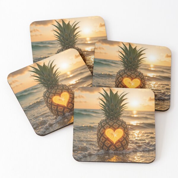 Item preview, Glowing Heart Carved In a Pineapple In Ocean Water designed and sold by Maria Dryfhout.