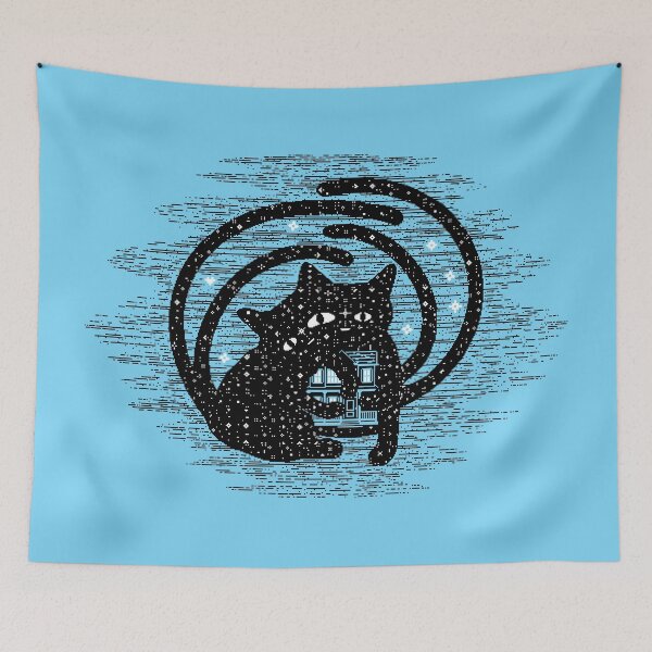 Item preview, Celestial Twin-Headed Black Cat - Pixel Art designed and sold by HeatherUnderground.