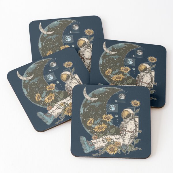 Item preview, Sunflower Astronaut with Moon and Planets – Dreamy Cosmic Space Art designed and sold by Ellisen Prints.