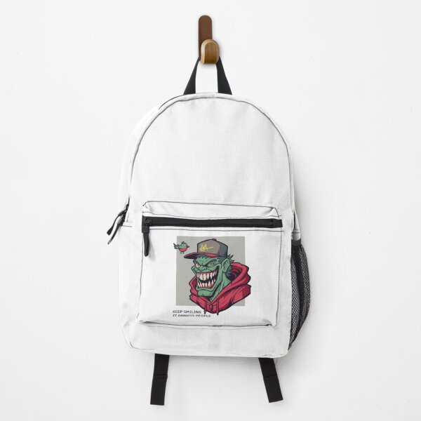 Item preview, Creepy Green Monster Mascot with Huge Grin Wearing a Red Hoodie and Cap designed and sold by Art Co..