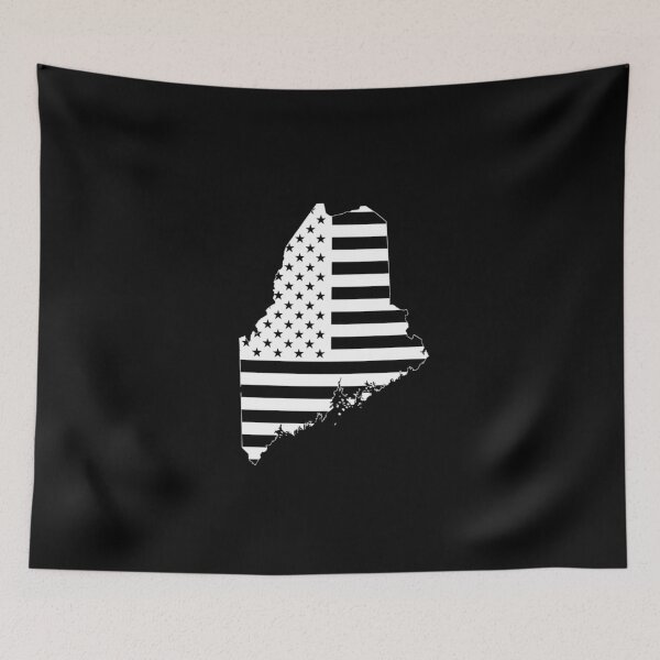 Item preview, Maine USA Flag Silhouette – Stars and Stripes State Outline designed and sold by Paper Drip.