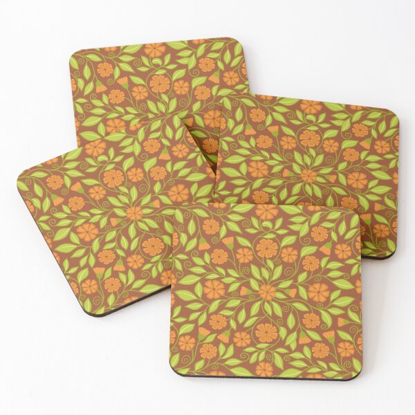 Item preview, Orange flowers on cinnamon background designed and sold by MarySchwindt.