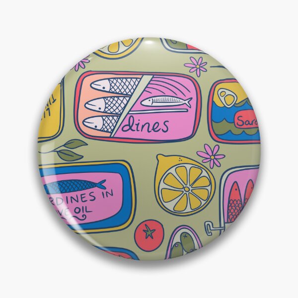 Item preview, Retro sardines tin canned pattern vintage food illustration  designed and sold by Kimmygowland.